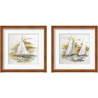 Framed 'Sailing at Sunse 2 Piece Framed Art Print Set' border=