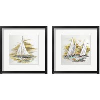 Framed 'Sailing at Sunse 2 Piece Framed Art Print Set' border=