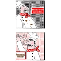 Framed 'Bon Appetit Chef 2 Piece Canvas Print Set' border=