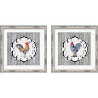 Framed 'Rooster on the Roost 2 Piece Framed Art Print Set' border=