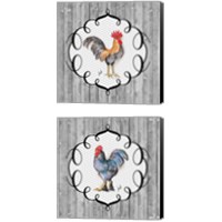Framed 'Rooster on the Roost 2 Piece Canvas Print Set' border=