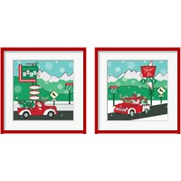 Framed Retro Santa Driving 2 Piece Framed Art Print Set