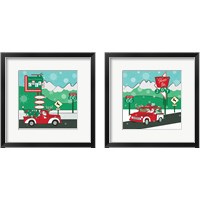 Framed Retro Santa Driving 2 Piece Framed Art Print Set