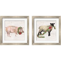 Framed 'Christmas on the Farm 2 Piece Framed Art Print Set' border=