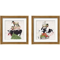 Framed 'Christmas on the Farm 2 Piece Framed Art Print Set' border=