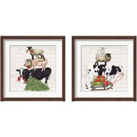 Framed 'Christmas on the Farm 2 Piece Framed Art Print Set' border=