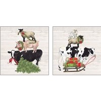 Framed 'Christmas on the Farm 2 Piece Art Print Set' border=