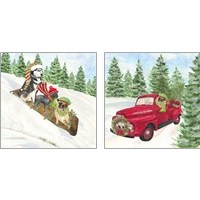 Framed 'Dog Days of Christmas 2 Piece Art Print Set' border=