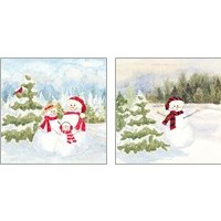 Framed 'Snowman Wonderland 2 Piece Art Print Set' border=