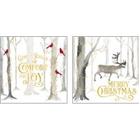 Framed 'Christmas Forest 2 Piece Art Print Set' border=