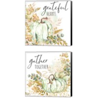 Framed Ghost Pumpkin Harvest Sentiment 2 Piece Canvas Print Set