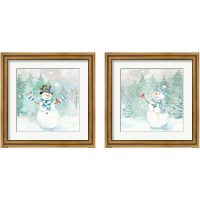 Framed Let it Snow Blue Snowman 2 Piece Framed Art Print Set