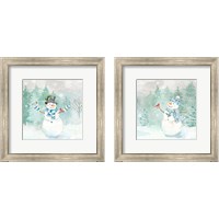 Framed Let it Snow Blue Snowman 2 Piece Framed Art Print Set