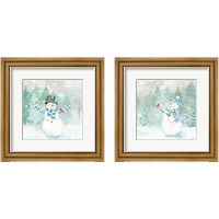 Framed 'Let it Snow Blue Snowman 2 Piece Framed Art Print Set' border=