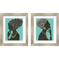 Framed 'Graceful Majesty Turquoise 2 Piece Framed Art Print Set' border=