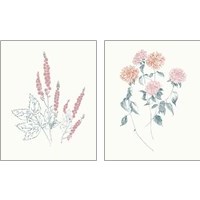 Framed 'Flowers on White Contemporary Bright 2 Piece Art Print Set' border=