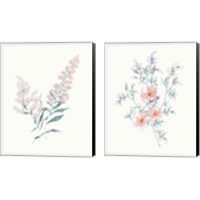 Framed Flowers on White Contemporary Bright 2 Piece Canvas Print Set
