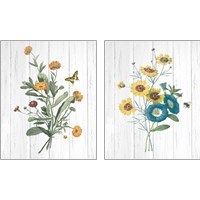 Framed 'Botanical Bouquet on Wood 2 Piece Art Print Set' border=