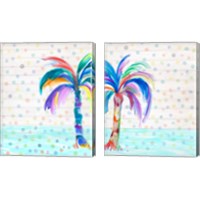 Framed Funky Palm on Dots 2 Piece Canvas Print Set