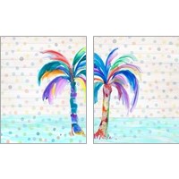 Framed 'Funky Palm on Dots 2 Piece Art Print Set' border=