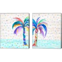 Framed Funky Palm on Dots 2 Piece Canvas Print Set