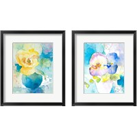 Framed 'Abstract Vase of Flowers 2 Piece Framed Art Print Set' border=