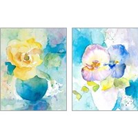 Framed Abstract Vase of Flowers 2 Piece Art Print Set