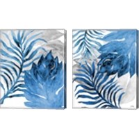 Framed Blue Fern and Leaf 2 Piece Canvas Print Set