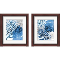 Framed 'Blue Fern and Leaf 2 Piece Framed Art Print Set' border=