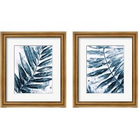 Framed 'Blue Jungle Leaf 2 Piece Framed Art Print Set' border=