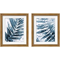 Framed 'Blue Jungle Leaf 2 Piece Framed Art Print Set' border=