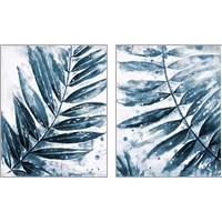 Framed Blue Jungle Leaf 2 Piece Art Print Set
