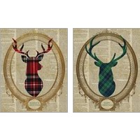 Framed 'Holiday Tartan Deer  2 Piece Art Print Set' border=