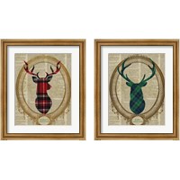 Framed Holiday Tartan Deer  2 Piece Framed Art Print Set