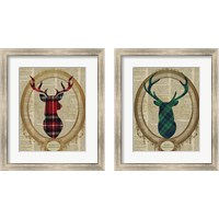 Framed Holiday Tartan Deer  2 Piece Framed Art Print Set