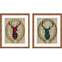 Framed 'Holiday Tartan Deer  2 Piece Framed Art Print Set' border=