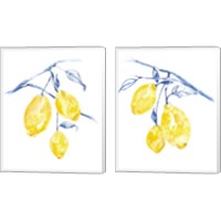 Framed 'Watercolor Lemons 2 Piece Canvas Print Set' border=