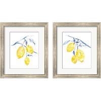 Framed 'Watercolor Lemons 2 Piece Framed Art Print Set' border=