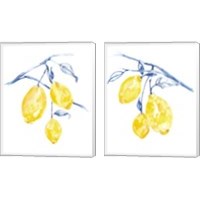 Framed Watercolor Lemons 2 Piece Canvas Print Set