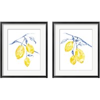 Framed 'Watercolor Lemons 2 Piece Framed Art Print Set' border=
