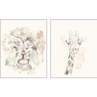 Framed 'Pastel Safari 2 Piece Art Print Set' border=