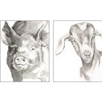 Framed 'Farm Faces 2 Piece Art Print Set' border=