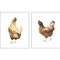 Framed 'Autumn Chicken 2 Piece Art Print Set' border=