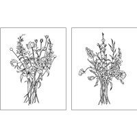 Framed 'Black & White Bouquet 2 Piece Art Print Set' border=