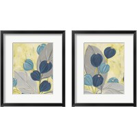 Framed 'Navy & Citron Floral 2 Piece Framed Art Print Set' border=