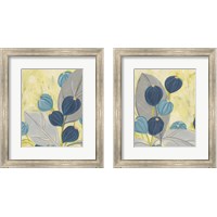 Framed 'Navy & Citron Floral 2 Piece Framed Art Print Set' border=