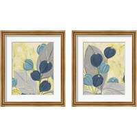 Framed Navy & Citron Floral 2 Piece Framed Art Print Set