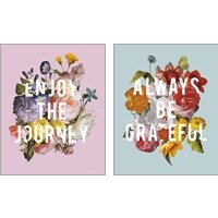 Framed 'Floral Sentiment 2 Piece Art Print Set' border=