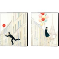 Framed 'Aloft In Paris 2 Piece Canvas Print Set' border=