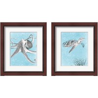 Framed 'Coastal Sea Life 2 Piece Framed Art Print Set' border=
